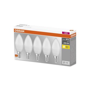 OSRAM Base Classic B LED-kaarslamp E14 4,9W 5 stuks