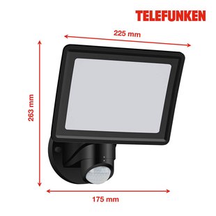 Telefunken LED buitenwandlamp Lagos met sensor, zwart