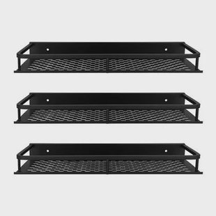 QUVIO Badkamer plankje Aluminium - Zwart - 40 cm - set van 3