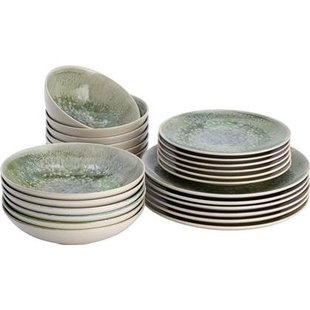 Lite-Body - Serviesset Hermes - 6 personen - 24 delig - Groen reliëf