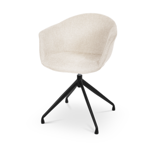 Nola-Otis draaibare eetkamerstoel beige - zwart onderstel - set van 2