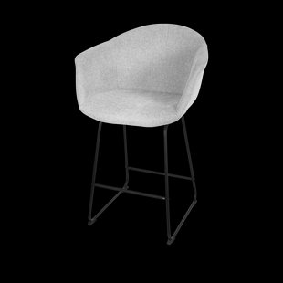 Nino-Otis barkruk lichtgrijs - zwart onderstel - 65 cm - set van 2