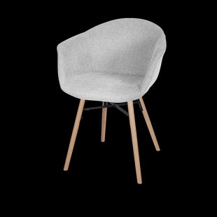 Nena-Otis eetkamerstoel lichtgrijs - houten onderstel - set van 2