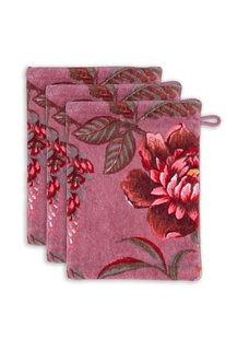Pip Studio Washandje Set/3 Secret Garden Mauve 16x22cm