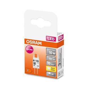 OSRAM PIN Micro LED-stiftlamp G4 1W 100lm 2.700K