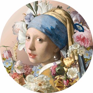 Wandcirkel Meisje met de parel Pastel 80 cm