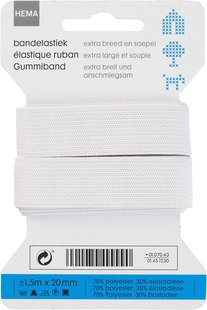 HEMA Bandelastiek 1.5mx20mm soepel wit (wit)