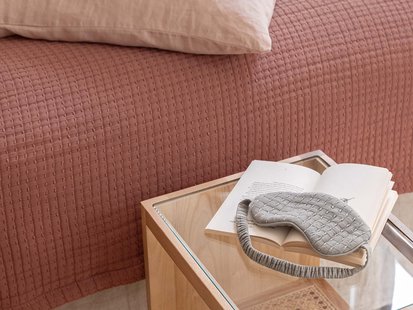 Yumeko Slaapmasker mousseline katoen stitch sage green 100% biologisch katoen