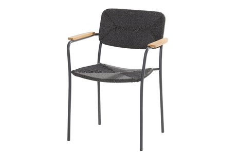 4 Seasons Outdoor | Bora Stapelstoel met Teak Arm | Antraciet