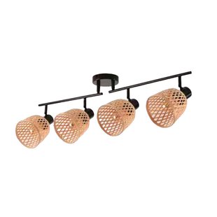 Lindby plafondspot Youstin, 70,5 cm lang, bamboe 4-lamps, E14