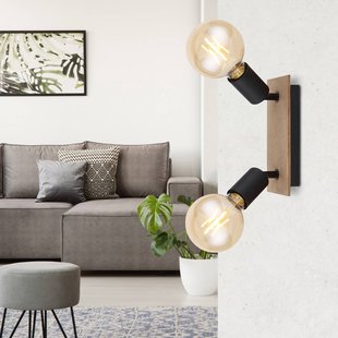 Globo Plafondspot Martha met houtplaat, 2-lamps