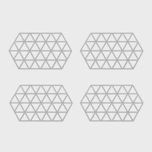 Krumble Siliconen pannenonderzetter Hexagon lang - Grijs - Set van 4