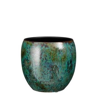 Mica Decorations Loren Bloempot - 24x24x24 cm - Terracotta - Blauw Mica Decorations Loren Bloempot - 24x24x24 cm - Terracotta - Blauw