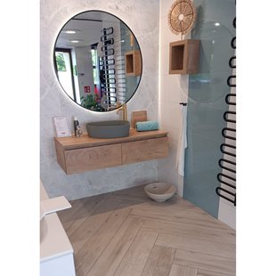 Waskom Arcqua Rocker Cast Marble 50x37 cm Organisch Rechts Mat Groen