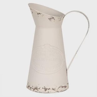 Clayre & Eef Decoratie Kan 27 cm Wit Metaal Woonaccessoires Clayre & Eef Decoratie Kan 27 cm Wit Metaal Woonaccessoires
