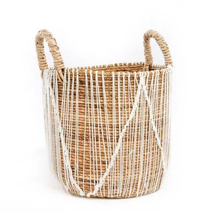 The Straight Stitched Macrame Basket - Natural White - L