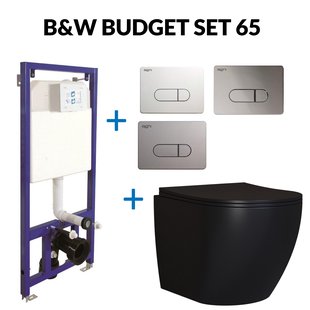 Toiletset Budget 65 Mudo Mat zwart Met B&W Drukplaat
