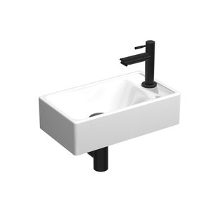 Fonteinpack Proline Porselein Glans Wit (kraangat rechts) Mat Zwart