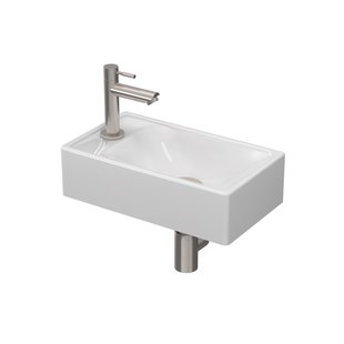 Fonteinpack Proline Porselein Glans Wit (kraangat links) RVS