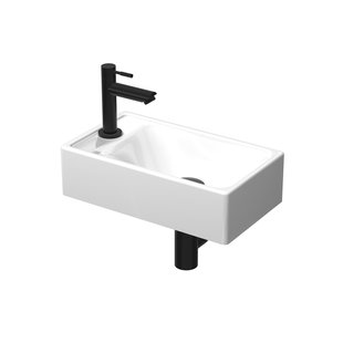 Fonteinpack Hit Basic-Line Porselein Glans Wit (kraangat links) Mat Zwart