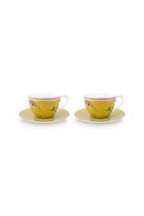 Pip Studio La Majorelle Set/2 Cappuccino Kop & Schotel Geel