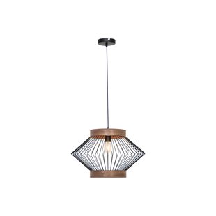 Viokef Hanglamp Darling van staal en hout, hoekig