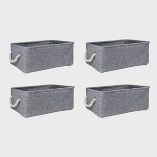 QUVIO Opbergmand met handvaten van touw - Grijs - Set van 4
