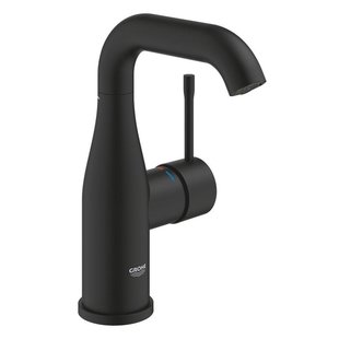 Grohe Essence New 1-gats wastafelkraan m-size m. gladde body voorsprong 11.4cm phantom black 24176kf1