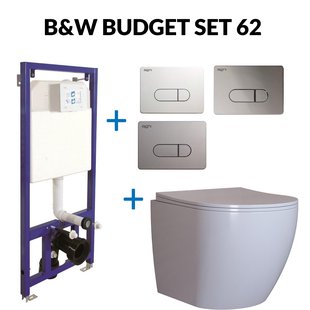 Toiletset Budget 62 Mudo Glans Wit Met B&W Drukplaat