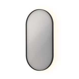 Spiegel INK SP21 Ovaal In Stalen Kader 40 x 4 x 80 cm Met Color Changing LED Verlichting Mat Zwart