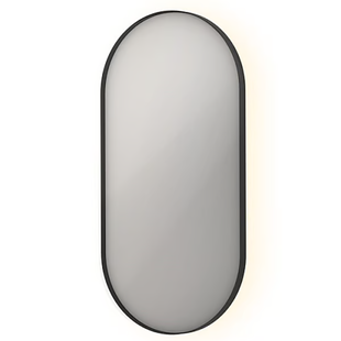 Spiegel INK SP21 Ovaal In Stalen Kader 50 x 4 x 100 cm Met Color Changing LED Verlichting Mat Zwart