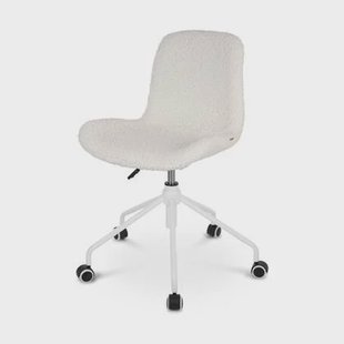 Nolon Nout-Fé Bureaustoel Teddy Gebroken Wit - Stof - Wit Onderstel
