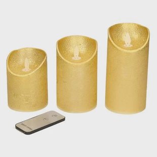 Anna&apos;s Collection Stompkaarsen - 3x - goud - LED kaarsen