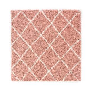 Boho&me Vierkant hoogpolig vloerkleed ruiten Habitat - roze|wit -