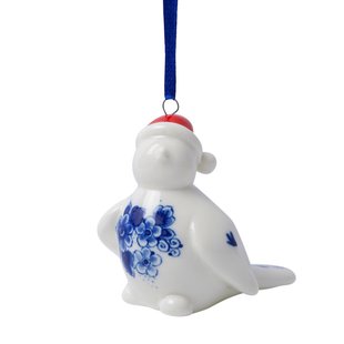 Kerstornament vogel met kerstmuts 2