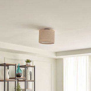 Lindby plafondlamp Soula, Ø 26 cm, beige, kunststof, E27