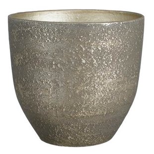 Mica Decorations Plantenpot - zwart en goud - terracotta -29x26cm Mica Decorations Plantenpot - zwart en goud - terracotta -29x26cm