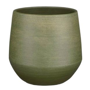 Mica Decorations Plantenpot - groen relief - terracotta - 24x23cm Mica Decorations Plantenpot - groen relief - terracotta - 24x23cm