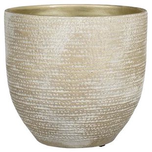 Mica Decorations Plantenpot - terracotta - champagne|wit -29x26cm Mica Decorations Plantenpot - terracotta - champagne|wit -29x26cm