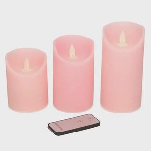 Anna&apos;s Collection Stompkaarsen - 3x - roze - LED kaarsen