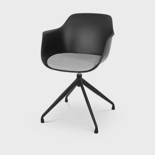 Nolon Nola-Liz Eetkamerstoel Zwart - Grijs Kussen - Zwart - Set Van 2