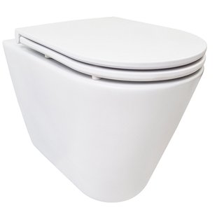 Rimless Wandcloset BSW Astev Wit Met Flatline Toiletzitting Softclose En Quick Release Mat Wit