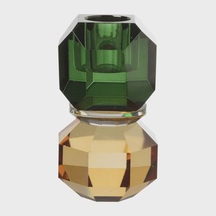 Kandelaar kristal - groen/oranje - ø5.5x9 cm