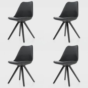 Essence Legno stoel zwart - Zwart onderstel - Set van 4