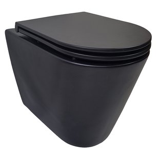 Stereo Rimless Wandcloset Wiesbaden Mat Zwart Met Flatline Toiletzitting Softclose En Quick Release Mat Zwart