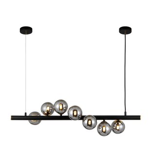 Lucande hanglamp Diborah, rookgrijs, glas, 90 cm, G9