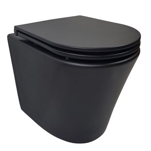 Vesta Rimless Wandcloset Wiesbaden Mat Zwart Met Flatline Toiletzitting Softclose En Quick Release Mat Zwart