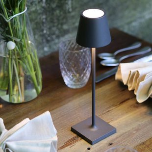 Zafferano Poldina micro acculamp, IP65 donkergrijs