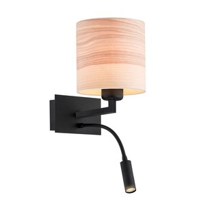 Argon Wandlamp Harry, rond, zwart/licht hout