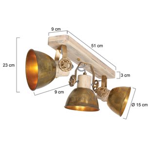 Steinhauer Plafondspot Gearwood, 3-lamps brons